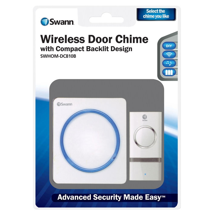Swann DC810B Wireless Portable Door Chime 32 Selectable Chimes, Easy