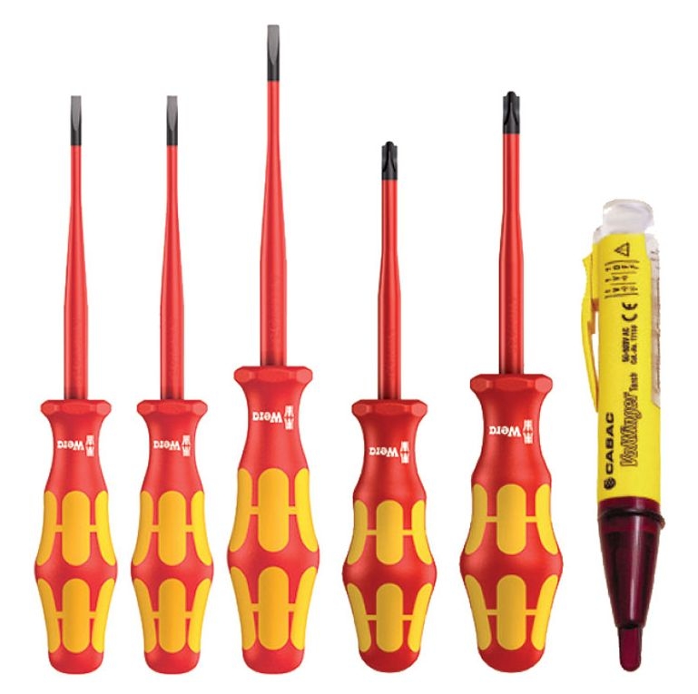 Wera 5PC Slim Set w. Voltage Tester (WERAT3SLVOLT) Techtronics Australia